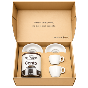 Costadoro Cento zestaw prezentowy – kawa mielona 250 g + 2 filiżanki 